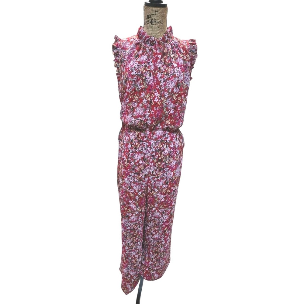 NWT Ali & Jay Anthropologie It's You Girl Wide Leg Jumpsuit Red Floral Size L - Picture 2 of 14
